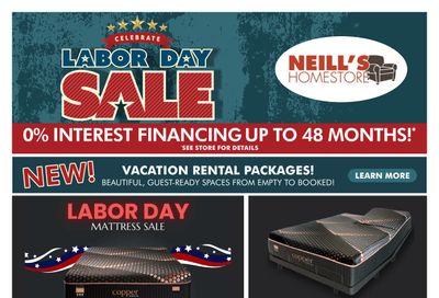 Neill's Home Store Labor Day Sale Weekly Ad August 17 - September 28, 2026