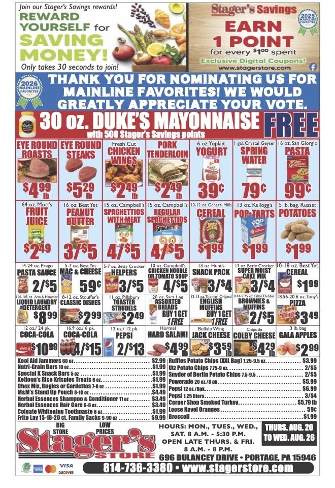 Stager's Store Weekly Ad August 20 - 26, 2026