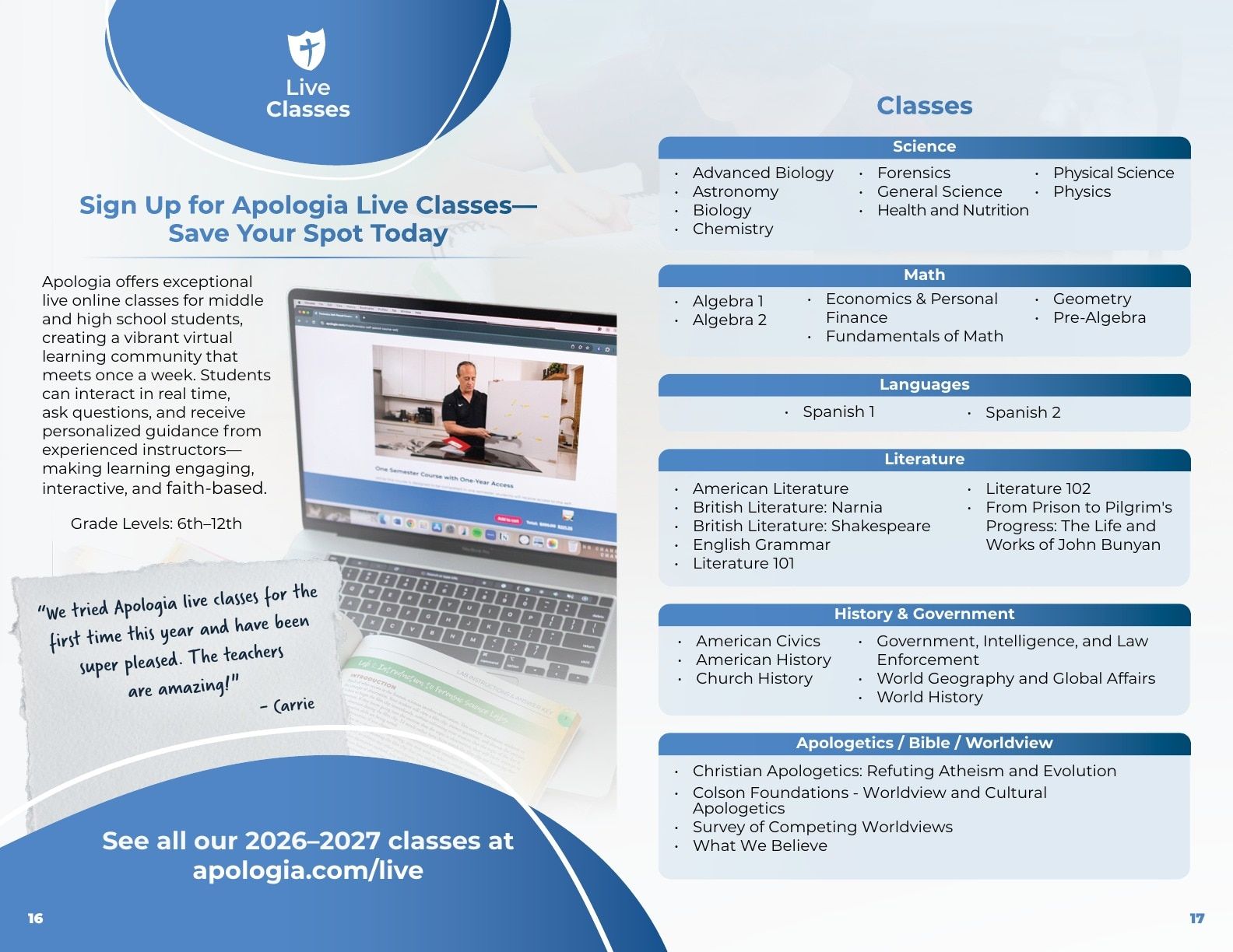 Apologia Catalog Weekly Ad January 1 - December 31, 2026