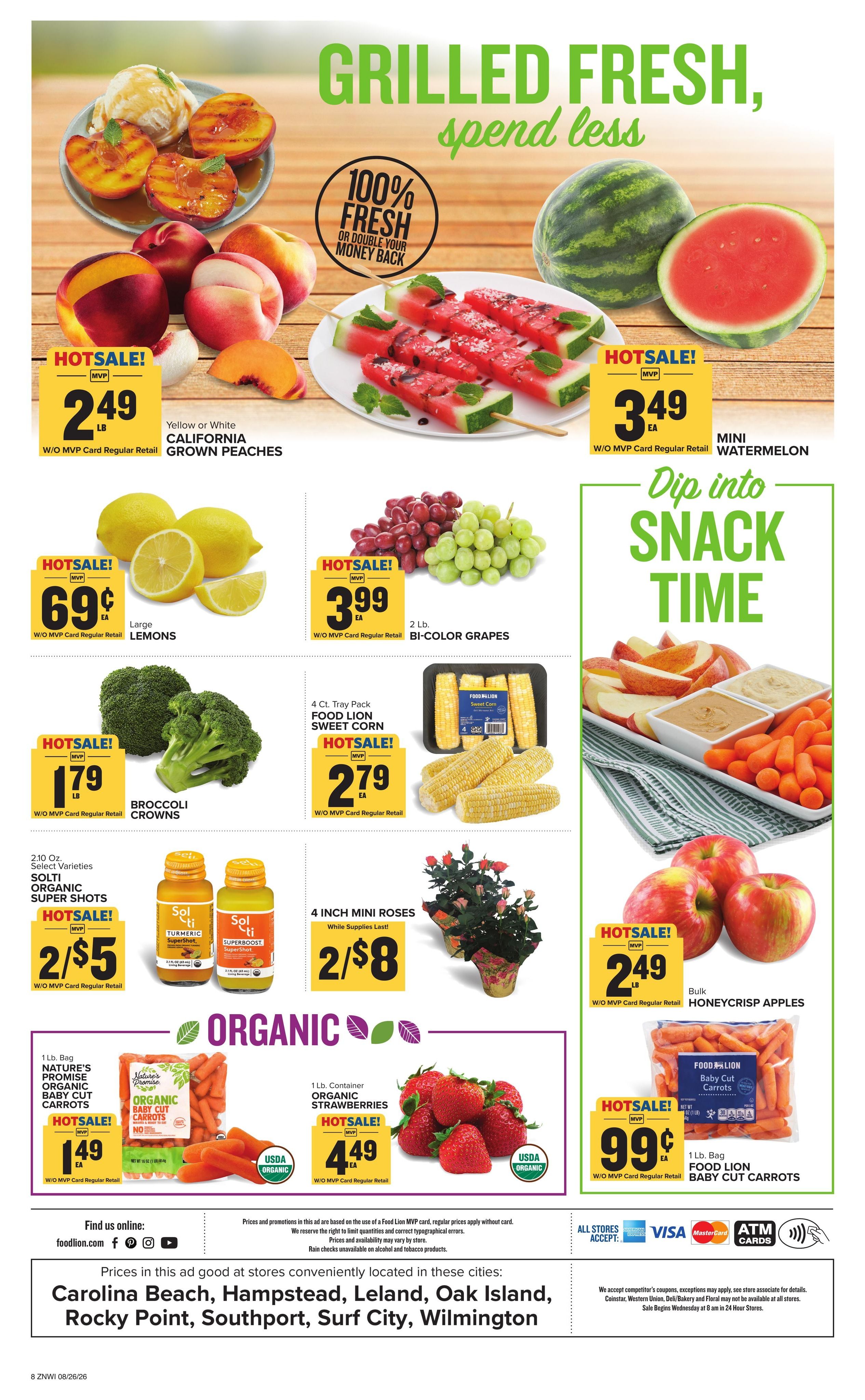 Food Lion (Wilmington–Currie Area, NC) Weekly Ad August 26 - September 1, 2026