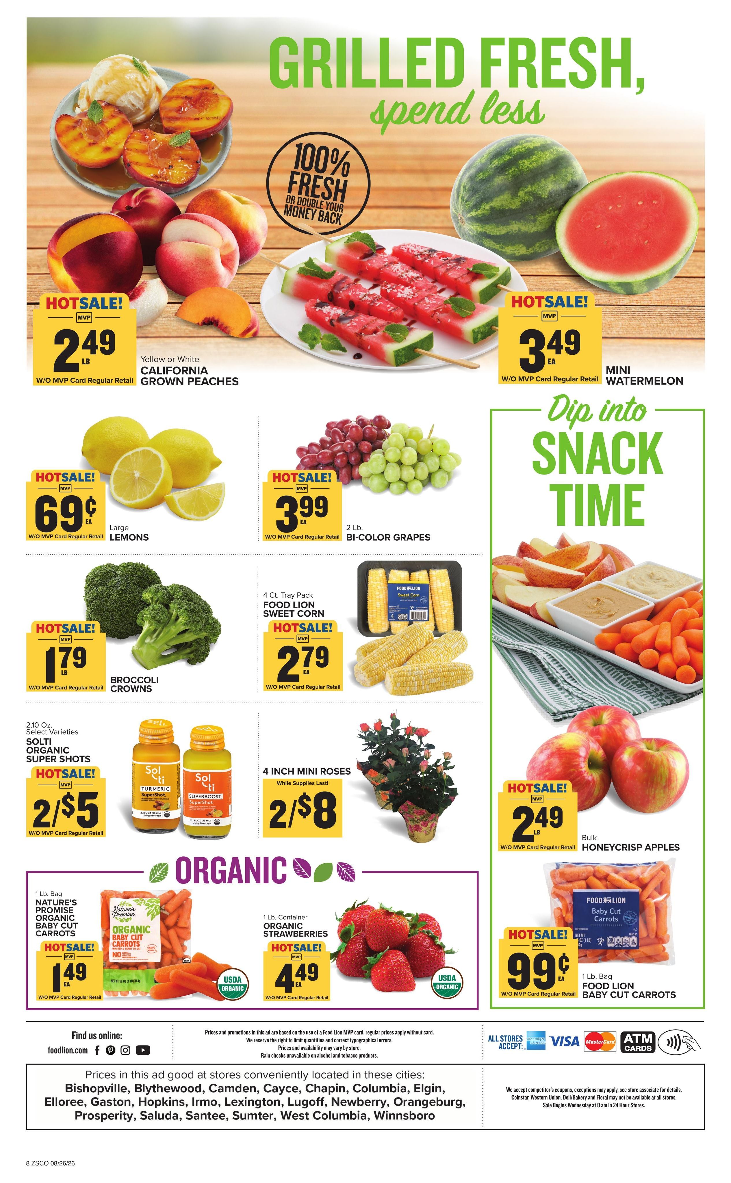 Food Lion (Columbia–Rion Area, SC) Weekly Ad August 26 - September 1, 2026