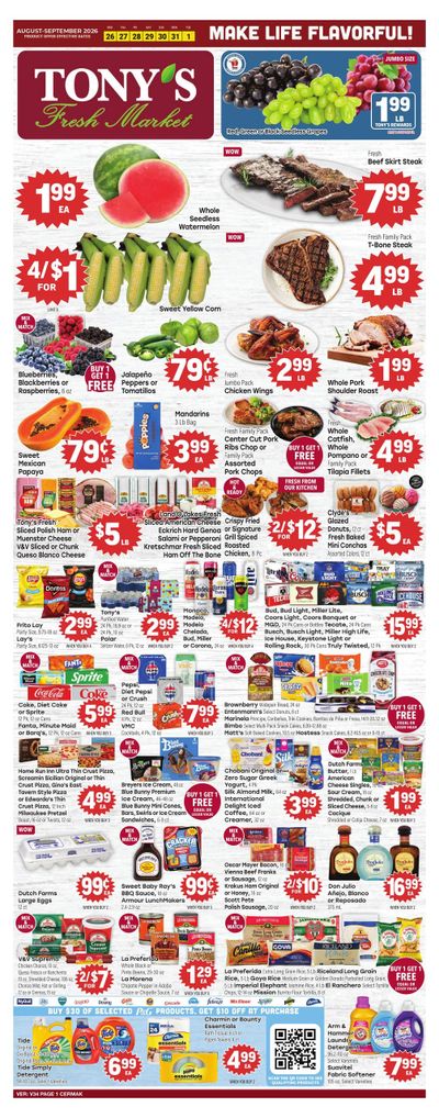Tony's Fresh Market (Broadview Area, IL) Weekly Ad August 26 - September 1, 2026