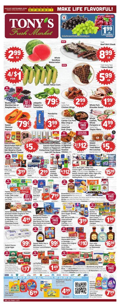 Tony's Fresh Market (Naperville–Oak Lawn Area, IL–IN) Weekly Ad August 26 - September 1, 2026