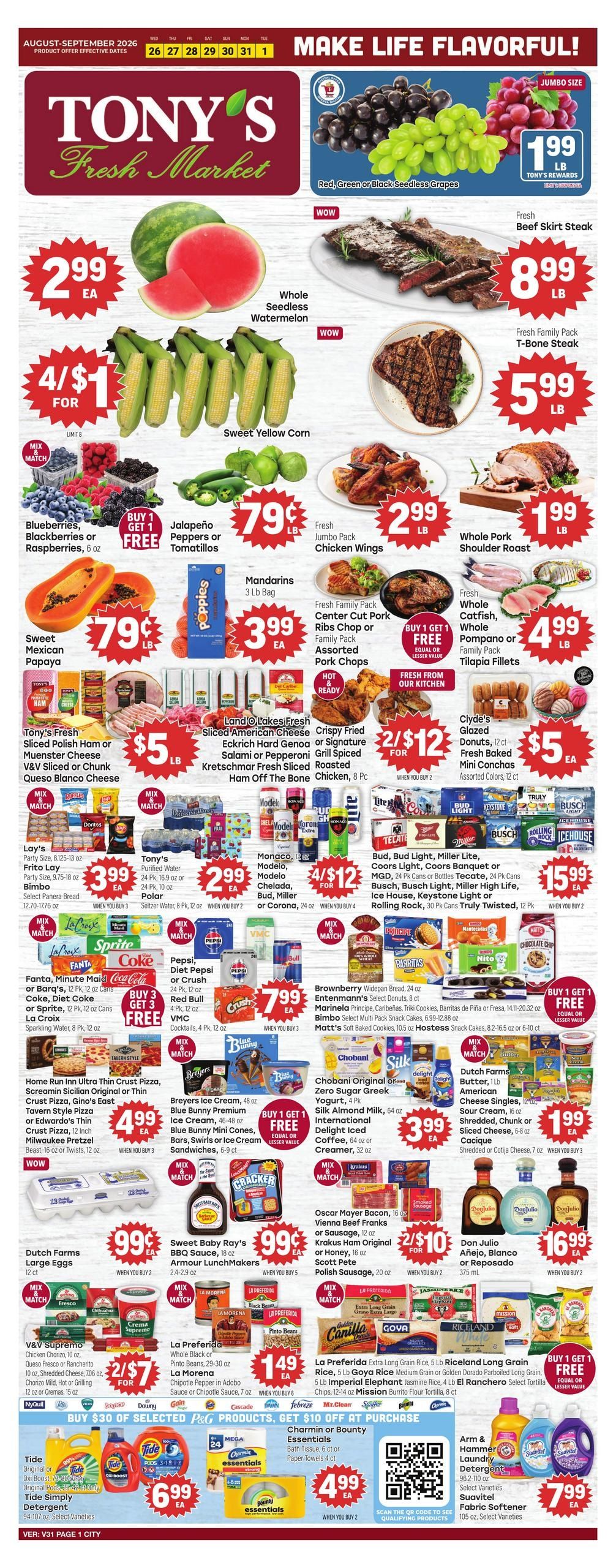 Tony's Fresh Market (Naperville–Oak Lawn Area, IL–IN) Weekly Ad August 26 - September 1, 2026