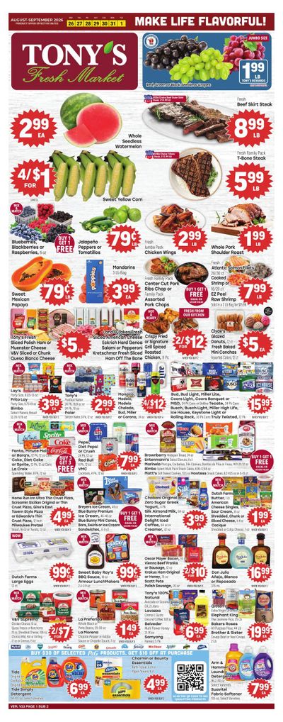 Tony's Fresh Market (Elgin–Roselle Area, IL) Weekly Ad August 26 - September 1, 2026