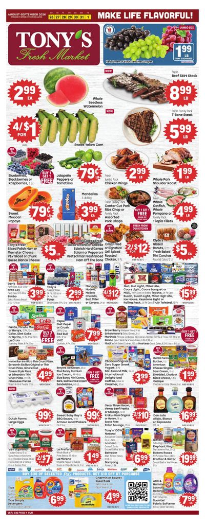 Tony's Fresh Market (Bedford Park Area, IL) Weekly Ad August 26 - September 1, 2026