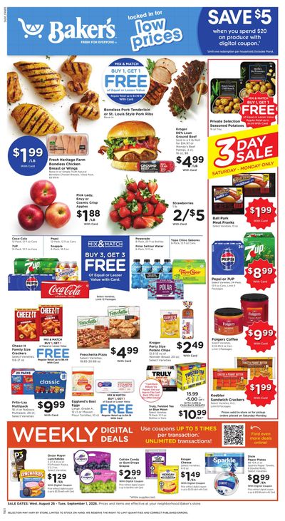 Baker's (Council Bluffs–Underwood Area, IA–NE) Weekly Ad August 26 - September 1, 2026