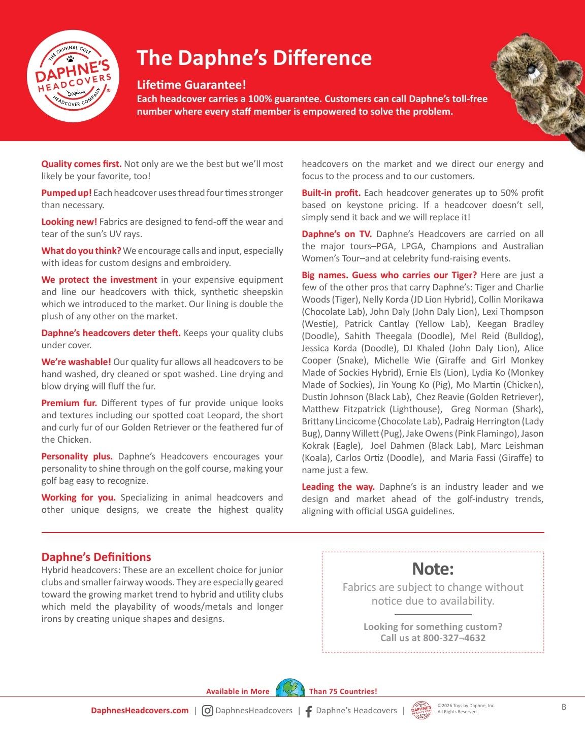 Daphne's Headcovers Product Catalog Weekly Ad January 1 - December 31, 2026