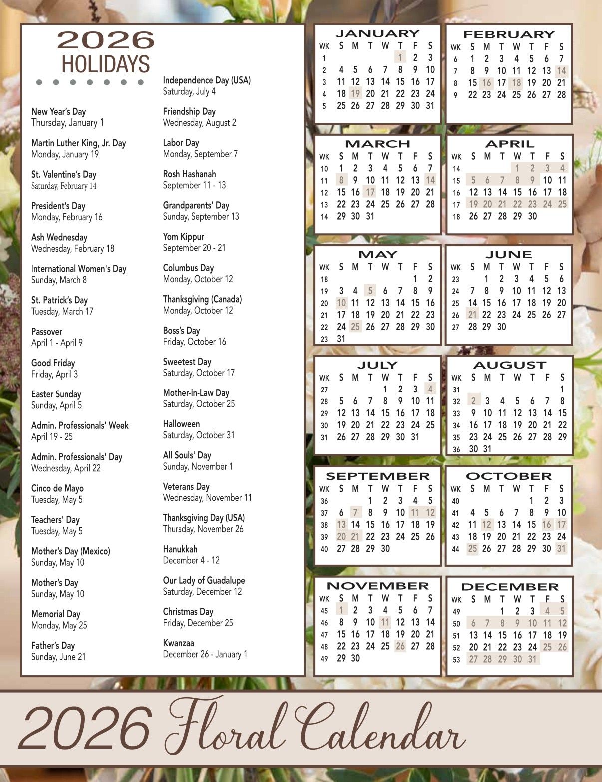 San Diego Florist Supply Catalog Weekly Ad January 1 - December 31, 2026