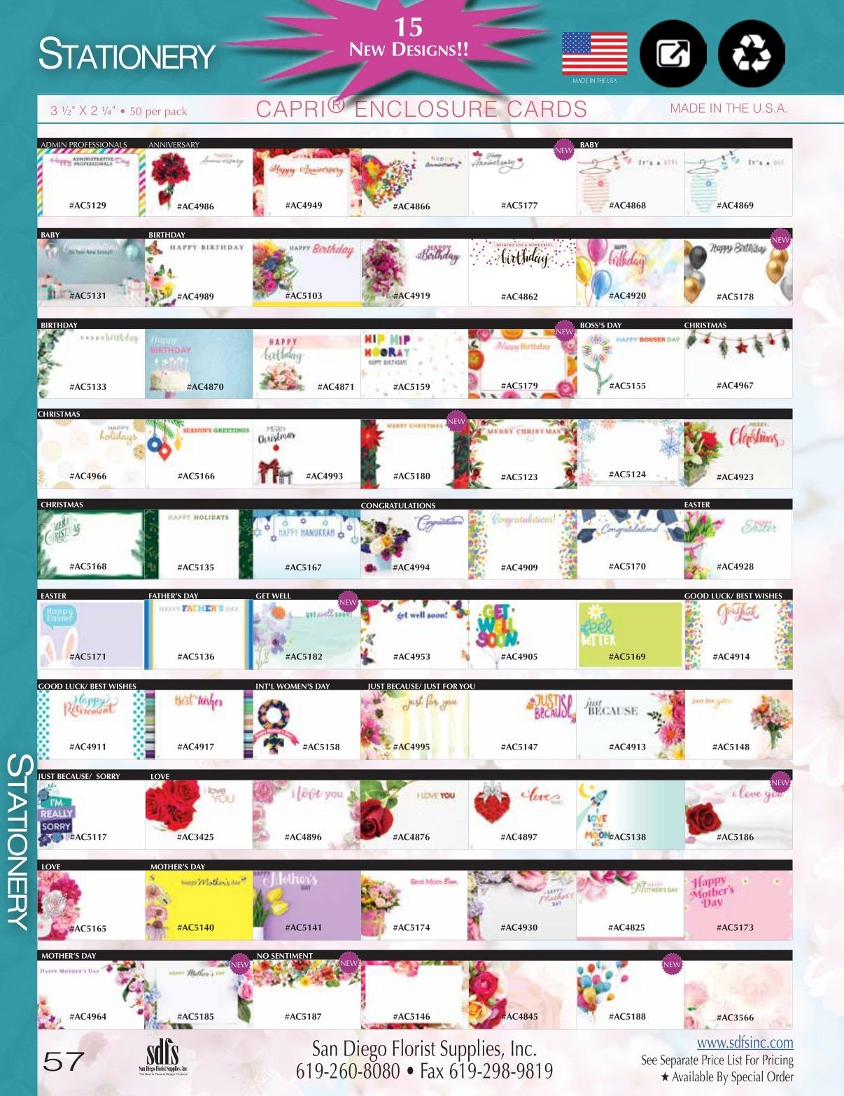 San Diego Florist Supply Catalog Weekly Ad January 1 - December 31, 2026