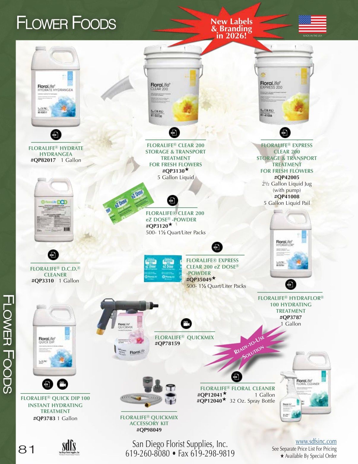 San Diego Florist Supply Catalog Weekly Ad January 1 - December 31, 2026