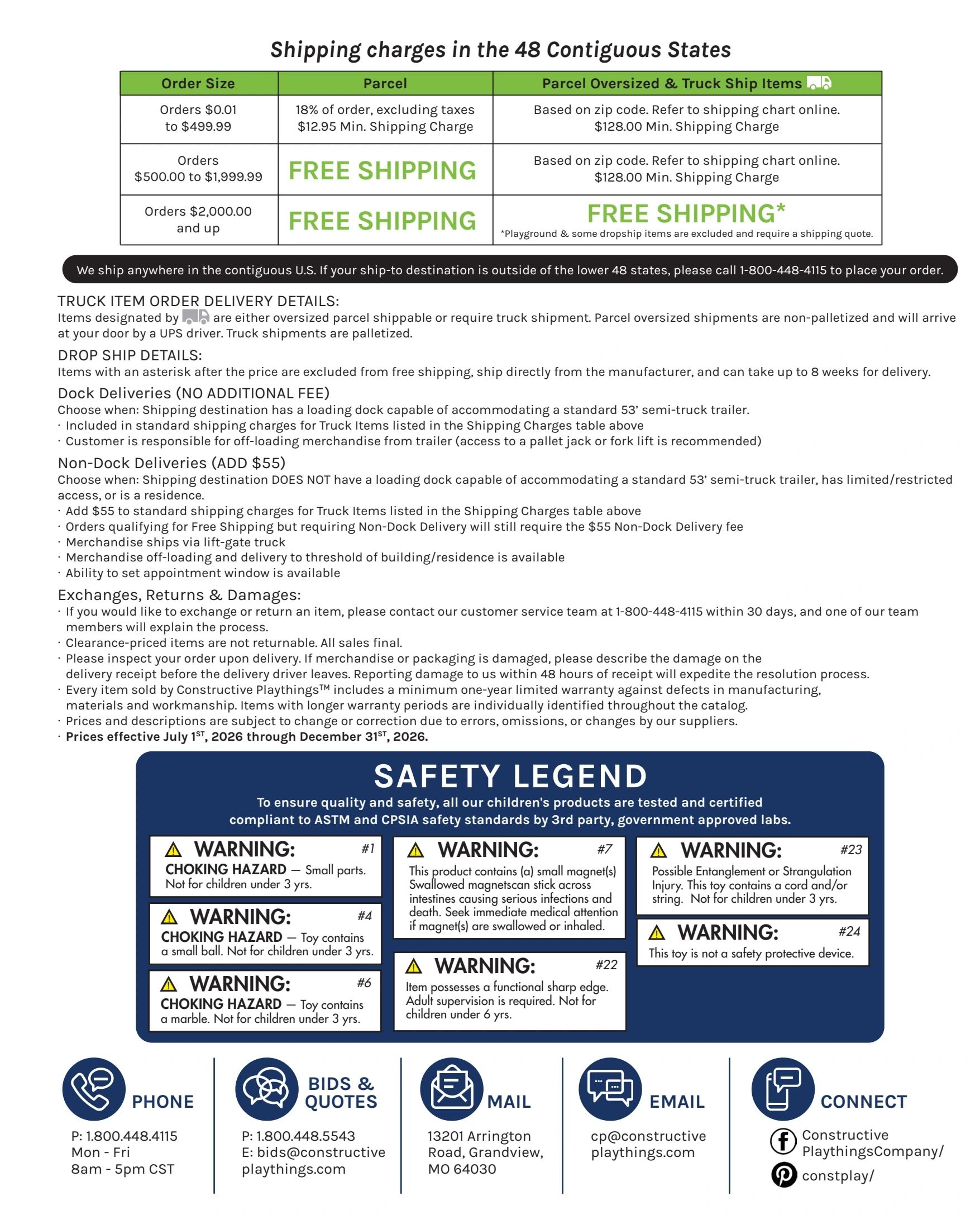 Constructive Playthings Quick Reference Guide Weekly Ad January 1 - December 31, 2026