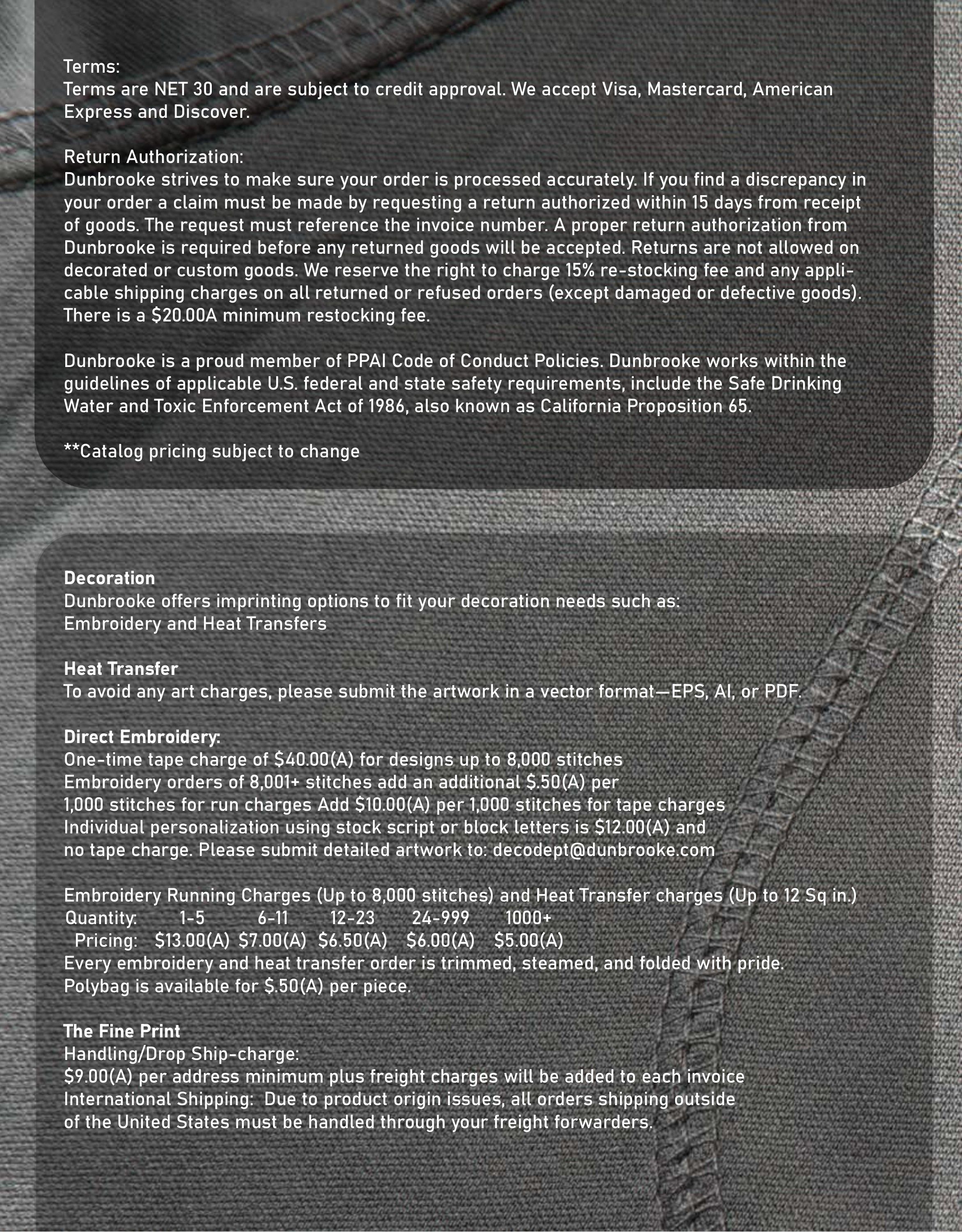 Dunbrooke Product Catalog Weekly Ad January 1 - December 31, 2026