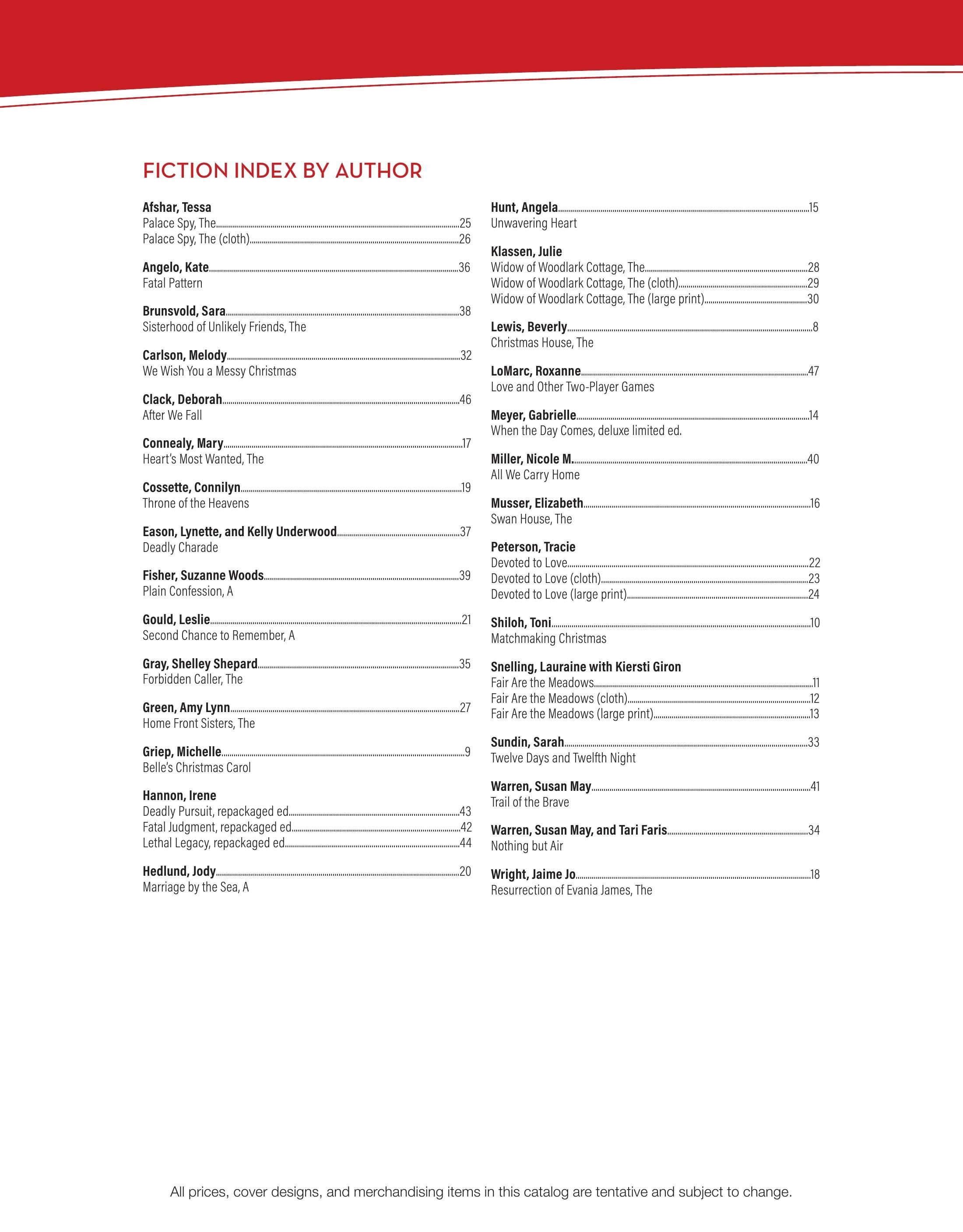 Baker Publishing Group Fall Fiction Catalog Weekly Ad August 1 - December 31, 2026