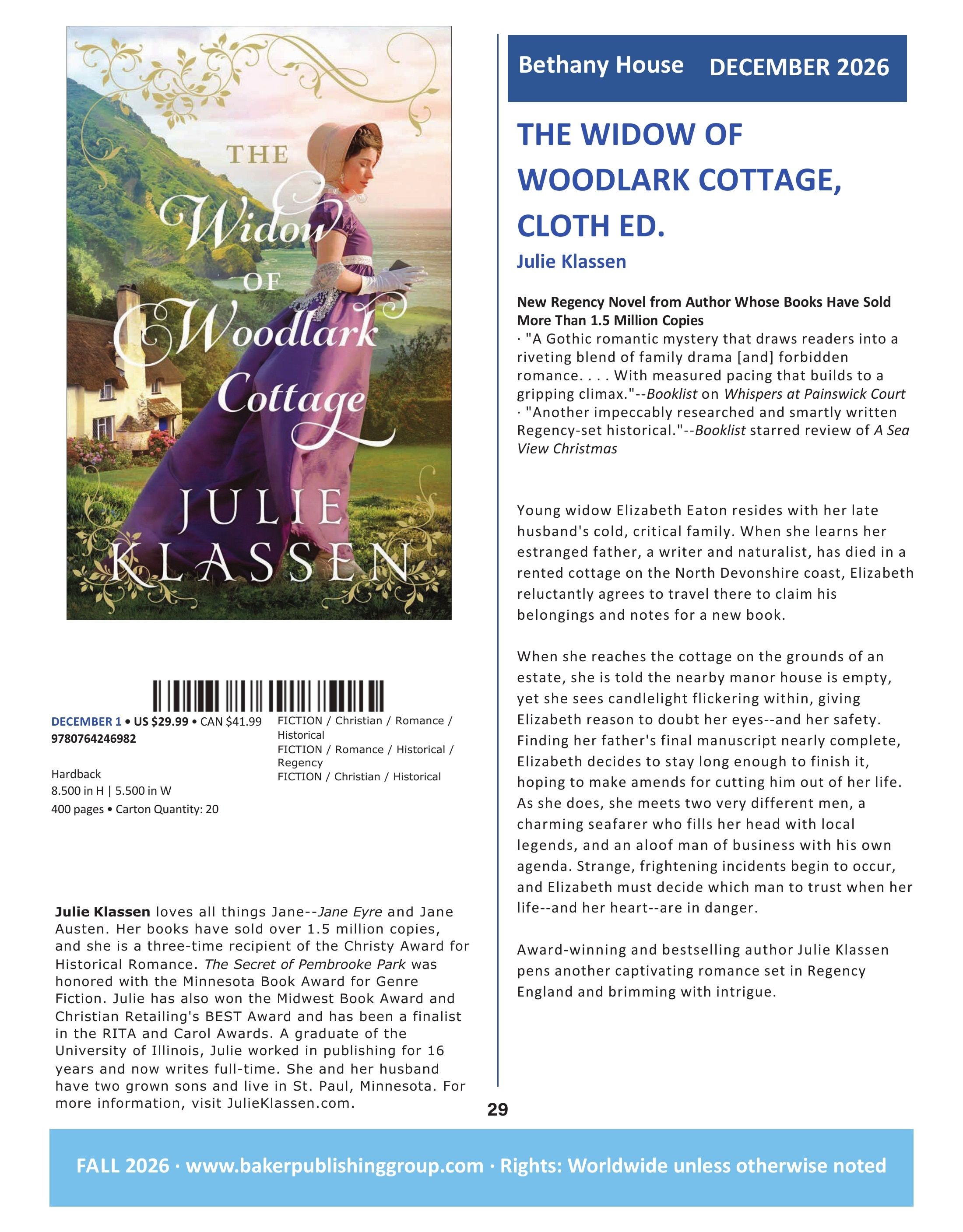 Baker Publishing Group Fall Fiction Catalog Weekly Ad August 1 - December 31, 2026