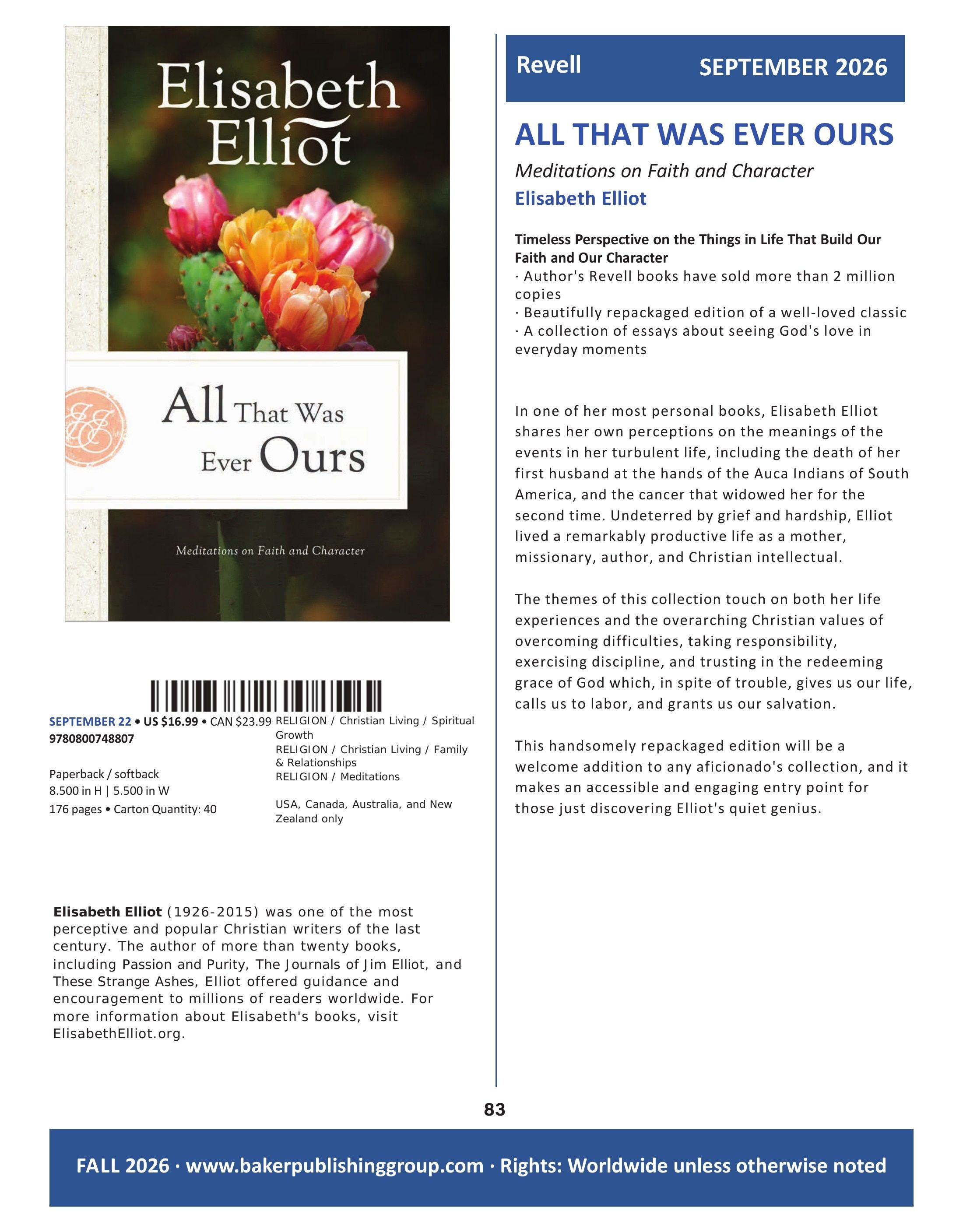 Baker Publishing Group Fall Nonfiction Catalog Weekly Ad August 1 - December 31, 2026