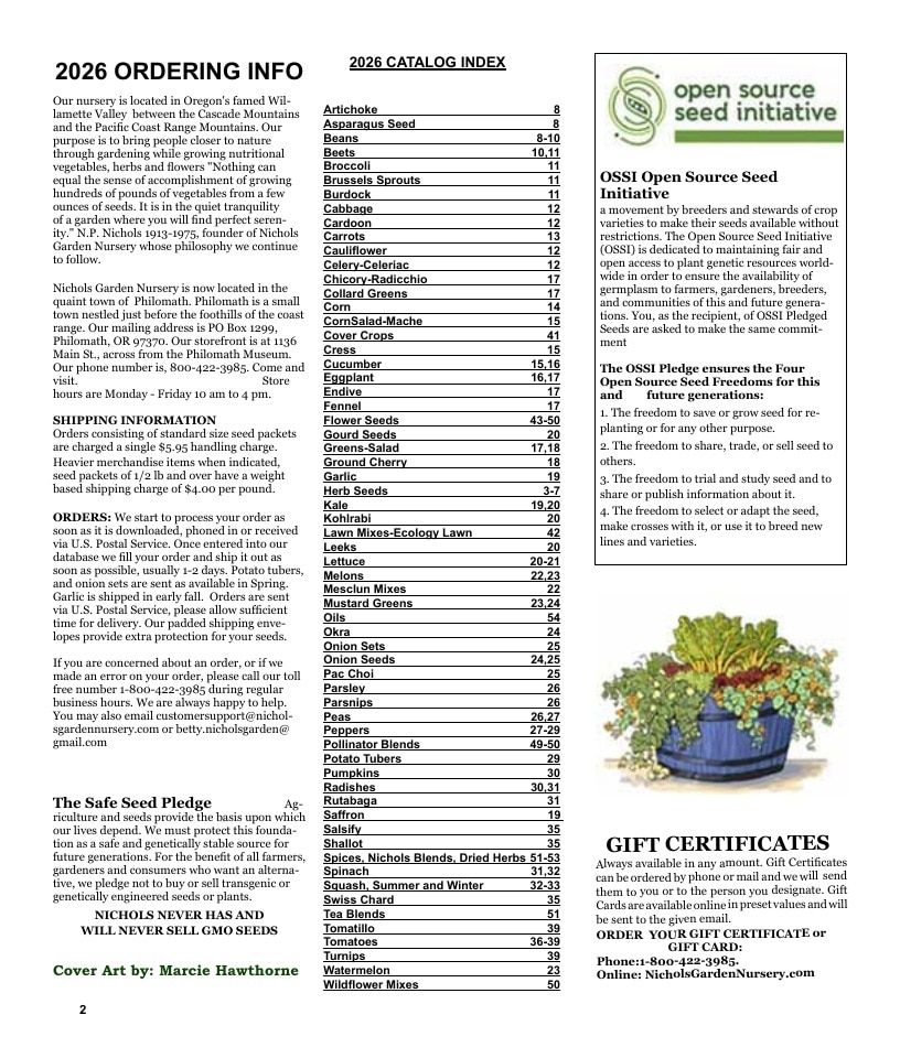 Nichols Garden Nursery Seed Catalog Weekly Ad January 1 - December 31, 2026