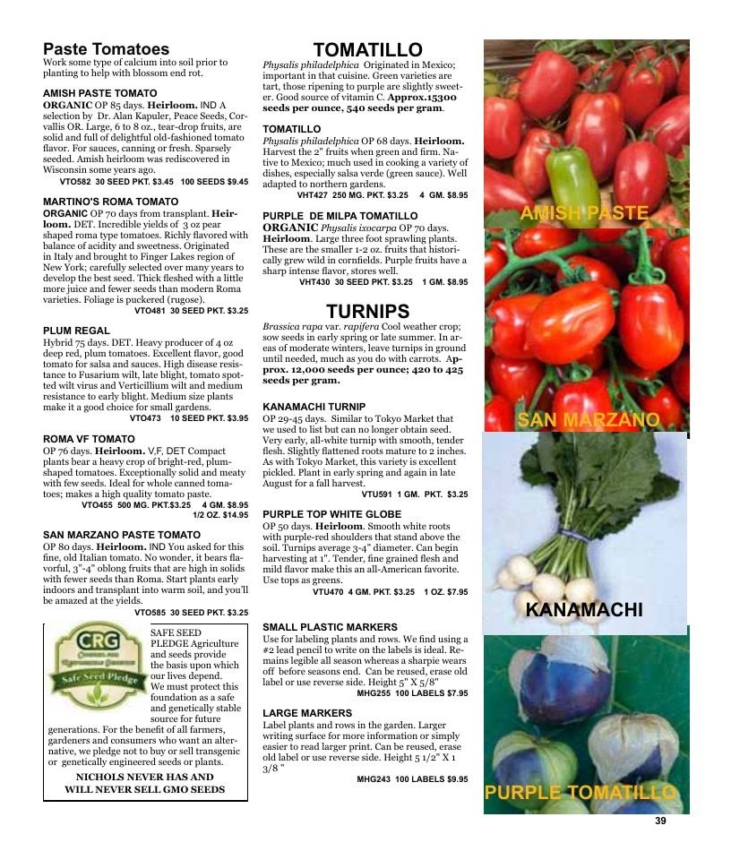 Nichols Garden Nursery Seed Catalog Weekly Ad January 1 - December 31, 2026