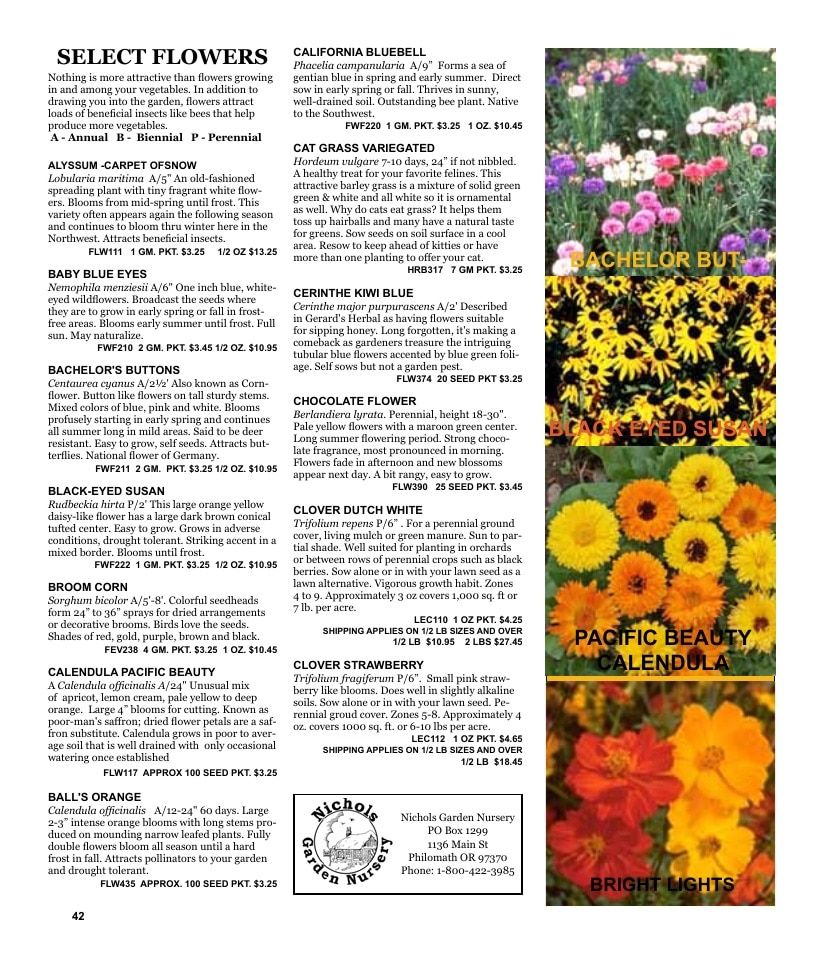 Nichols Garden Nursery Seed Catalog Weekly Ad January 1 - December 31, 2026