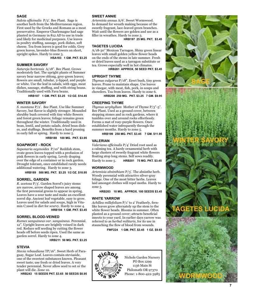 Nichols Garden Nursery Seed Catalog Weekly Ad January 1 - December 31, 2026
