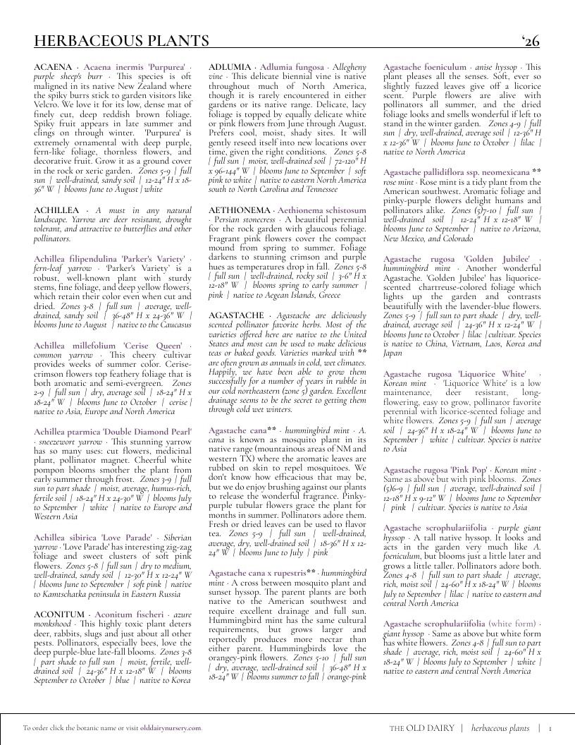 The Old Dairy Nursery & Gardens Garden Catalog Weekly Ad January 1 - December 31, 2026