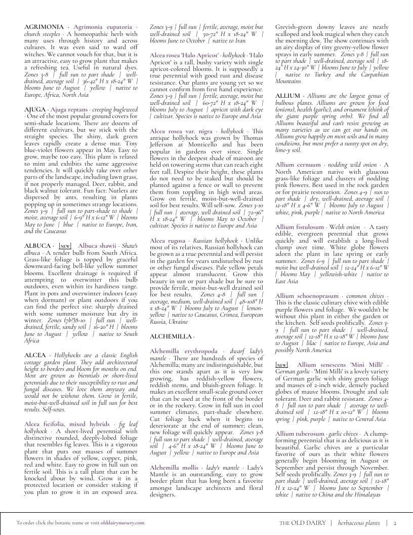 The Old Dairy Nursery & Gardens Garden Catalog Weekly Ad January 1 - December 31, 2026