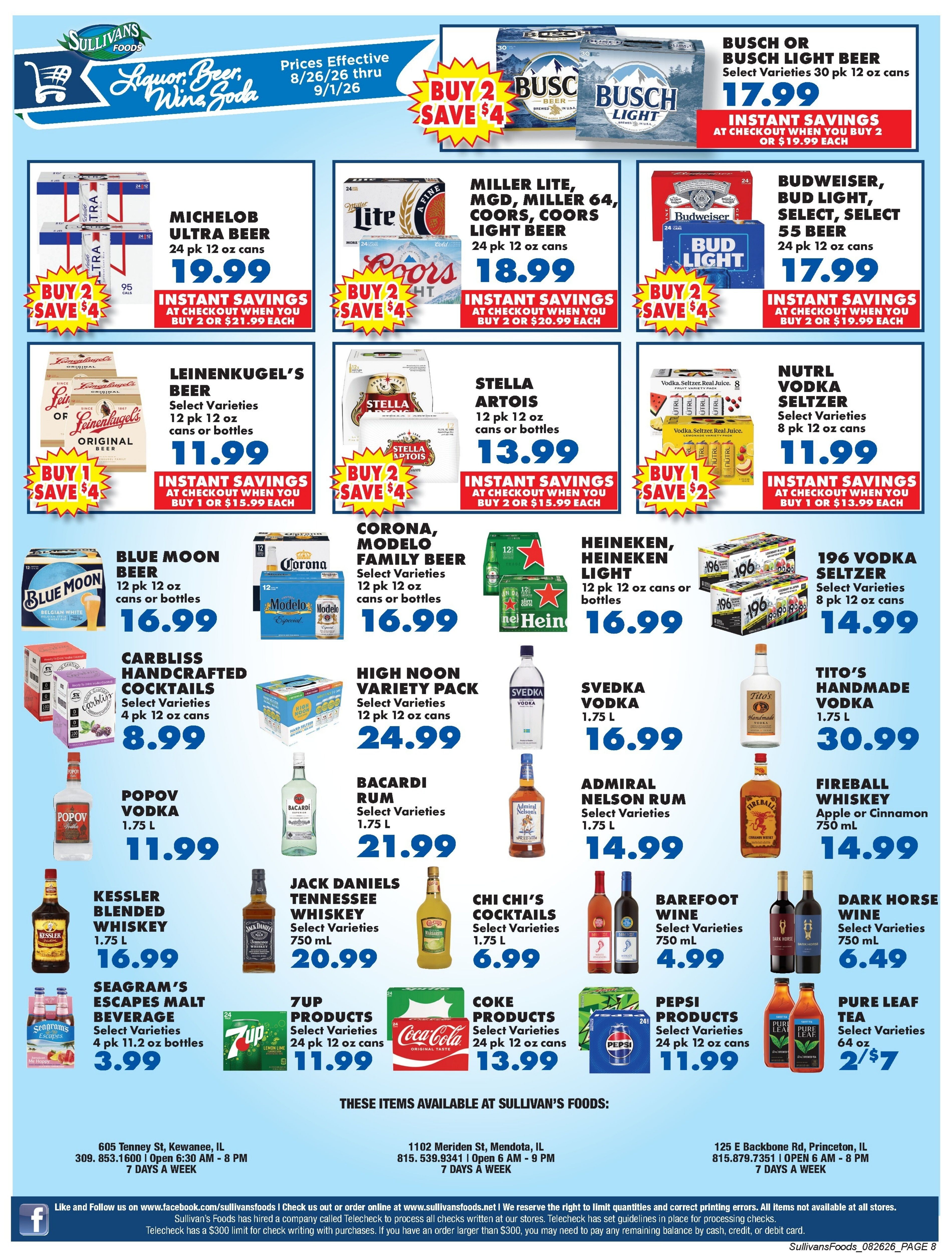 Sullivan's Foods (Kewanee, Mendota and Princeton, IL) Weekly Ad August 26 - September 1, 2026