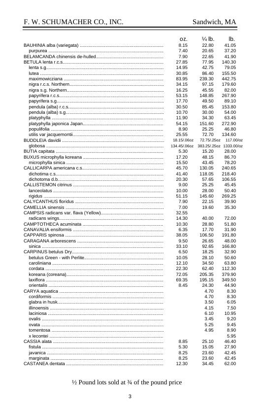 F. W. Schumacher Co. Seed Catalog Weekly Ad January 1 - December 31, 2026