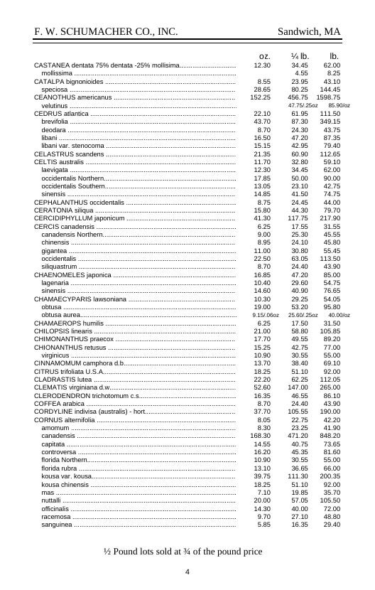 F. W. Schumacher Co. Seed Catalog Weekly Ad January 1 - December 31, 2026