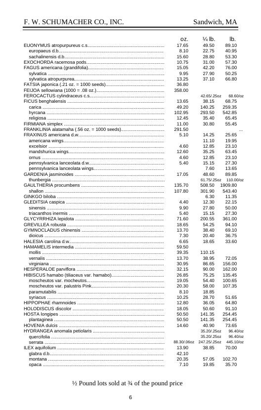 F. W. Schumacher Co. Seed Catalog Weekly Ad January 1 - December 31, 2026