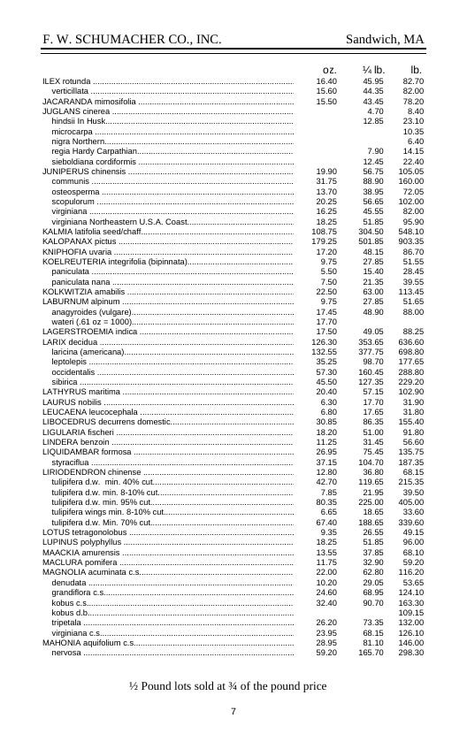 F. W. Schumacher Co. Seed Catalog Weekly Ad January 1 - December 31, 2026