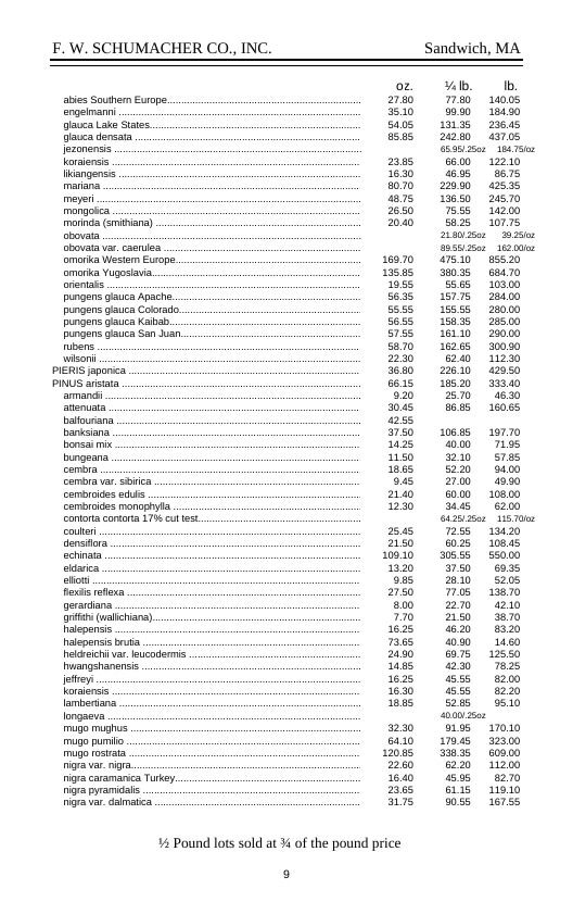F. W. Schumacher Co. Seed Catalog Weekly Ad January 1 - December 31, 2026