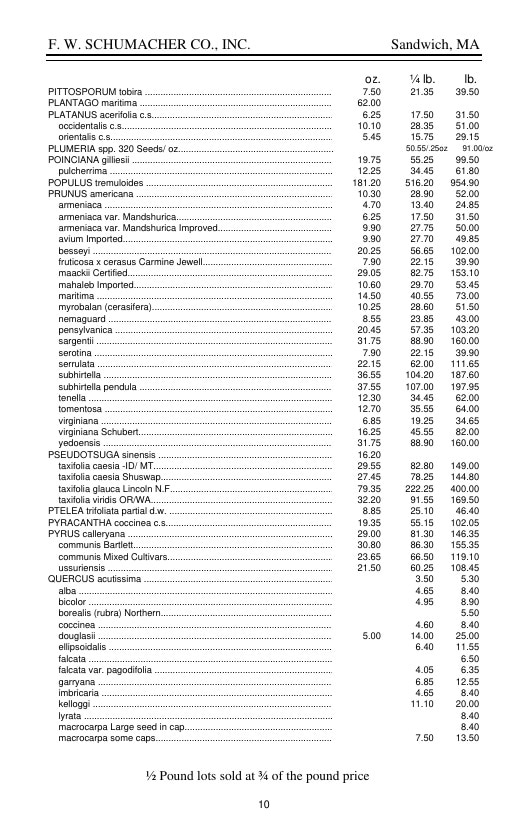 F. W. Schumacher Co. Seed Catalog Weekly Ad January 1 - December 31, 2026
