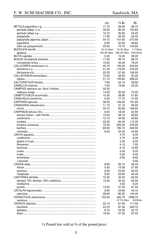 F. W. Schumacher Co. Seed Catalog Weekly Ad January 1 - December 31, 2026