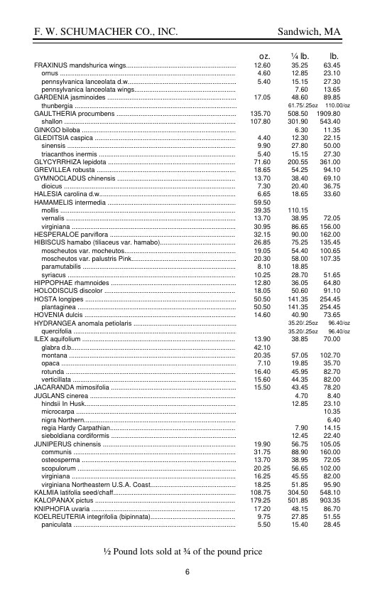 F. W. Schumacher Co. Seed Catalog Weekly Ad January 1 - December 31, 2026