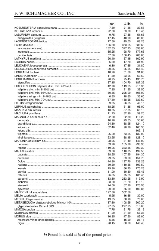 F. W. Schumacher Co. Seed Catalog Weekly Ad January 1 - December 31, 2026