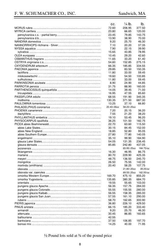F. W. Schumacher Co. Seed Catalog Weekly Ad January 1 - December 31, 2026