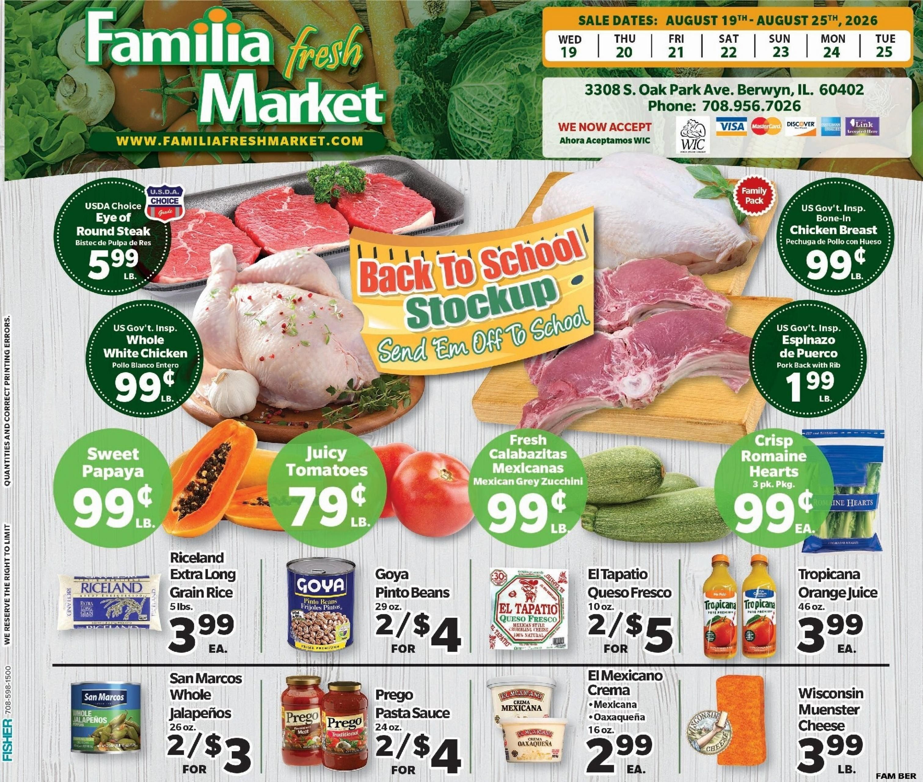Familia Fresh Market (Hines–Bridgeview Area, IL) Weekly Ad August 19 - 25, 2026