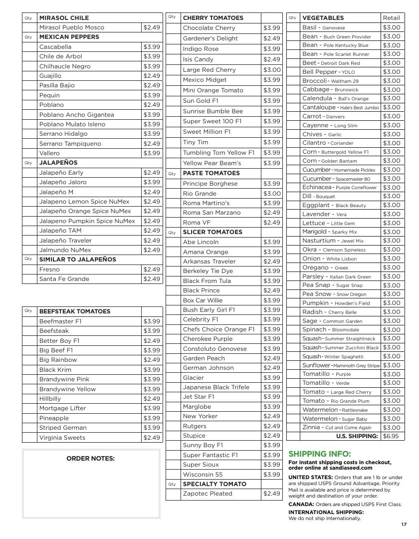 Sandia Seed Company Seed Catalog Weekly Ad January 1 - December 31, 2026
