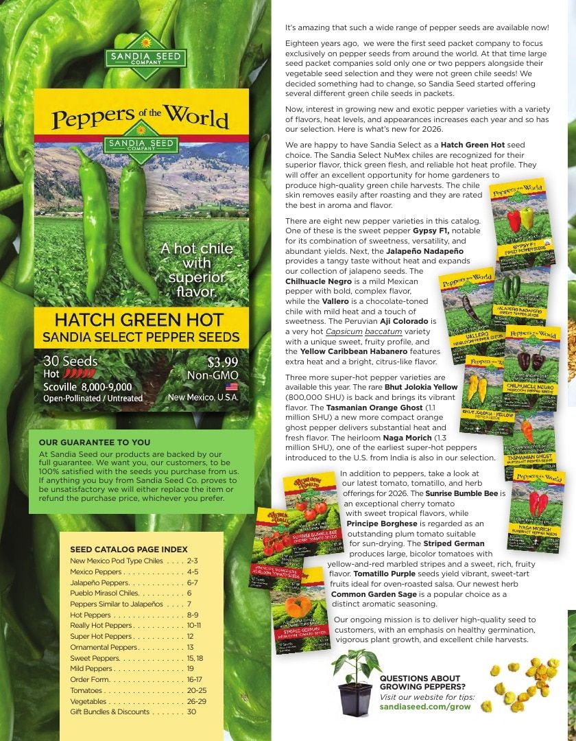Sandia Seed Company Seed Catalog Weekly Ad January 1 - December 31, 2026
