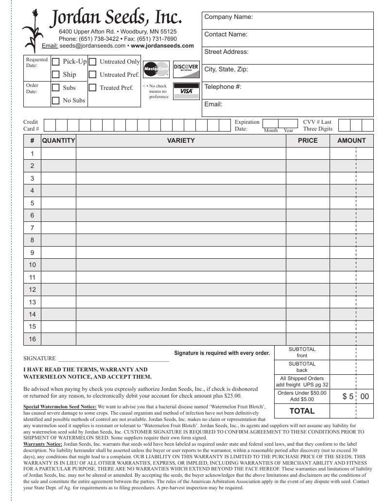 Jordan Seeds Seed Catalog Weekly Ad January 1 - December 31, 2026