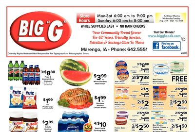 Big G Foods Great Deals This Week! Weekly Ad August 26 - September 1, 2026