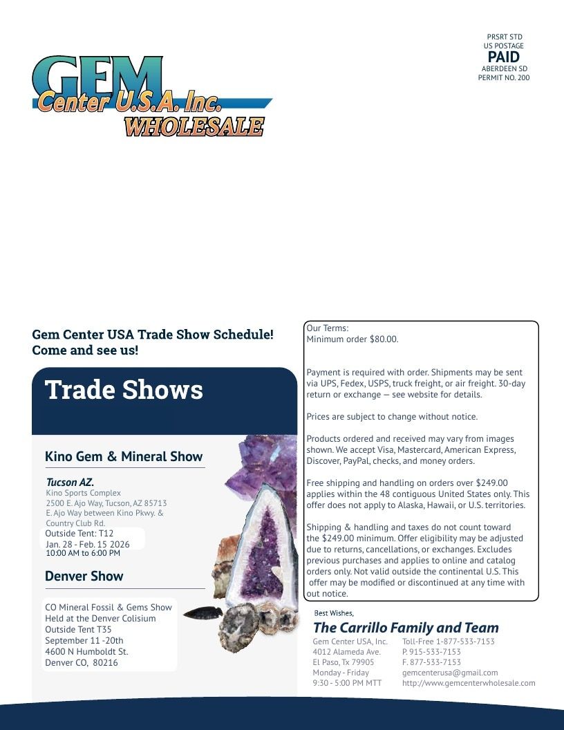 Gem Center USA Product Catalog Weekly Ad January 1 - December 31, 2026