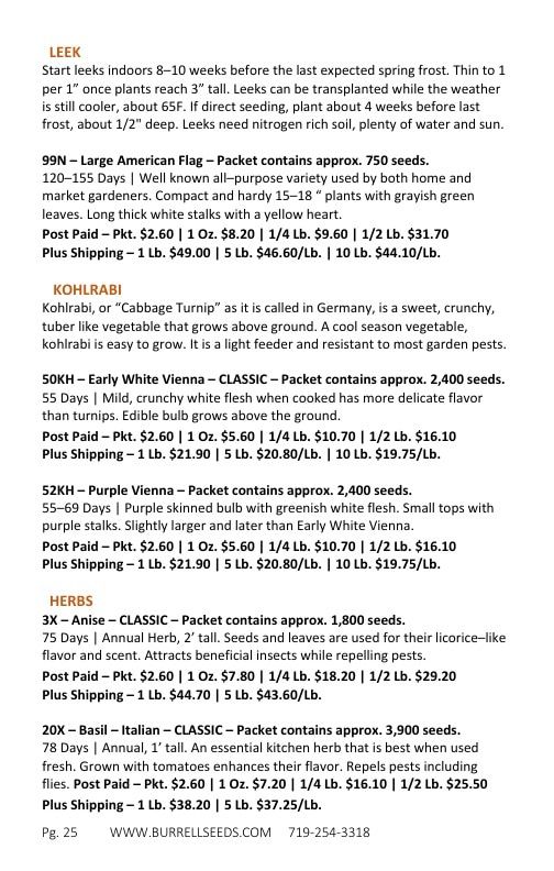 Burrell Seed Growers Seed Catalog Weekly Ad January 1 - December 31, 2026