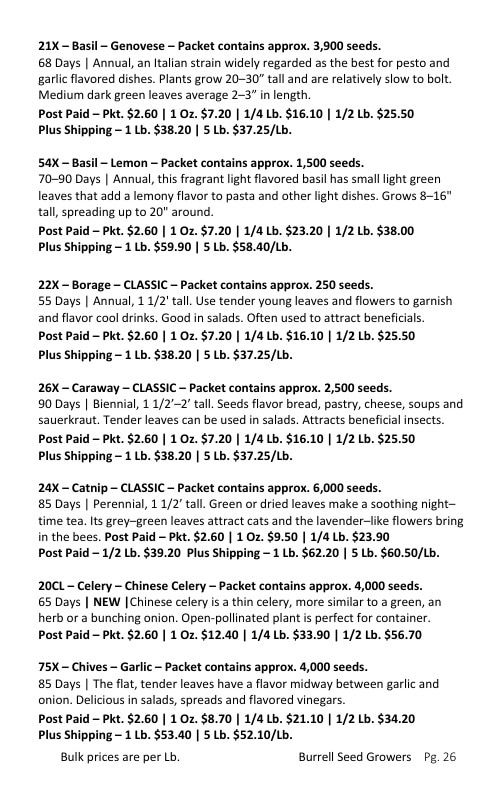 Burrell Seed Growers Seed Catalog Weekly Ad January 1 - December 31, 2026