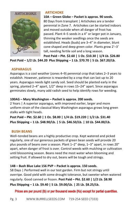 Burrell Seed Growers Seed Catalog Weekly Ad January 1 - December 31, 2026