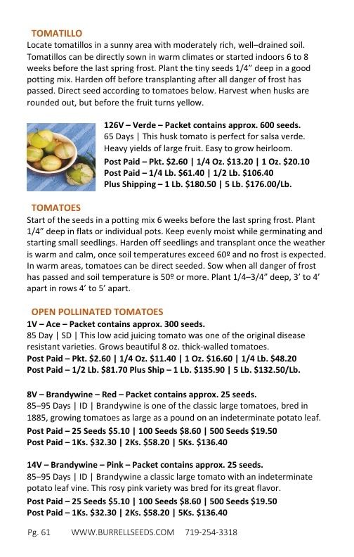 Burrell Seed Growers Seed Catalog Weekly Ad January 1 - December 31, 2026