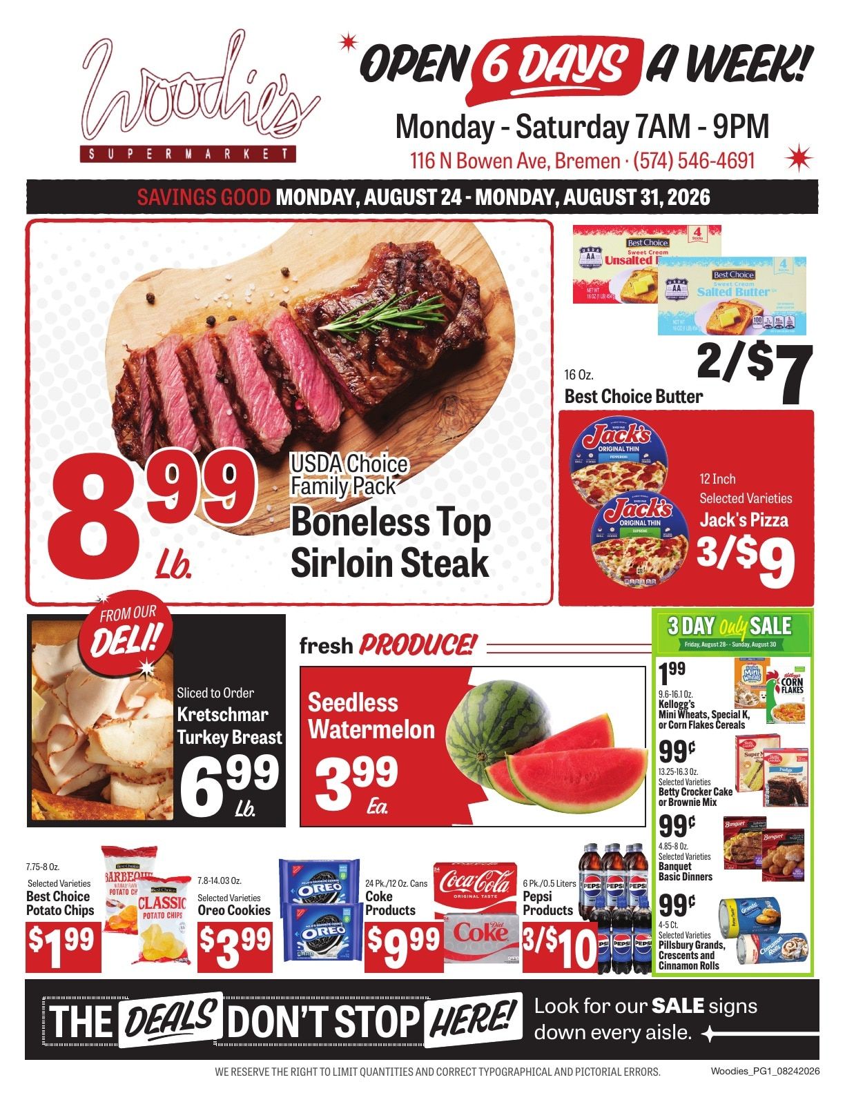Woodie's Supermarket Weekly Ad August 24 - 30, 2026