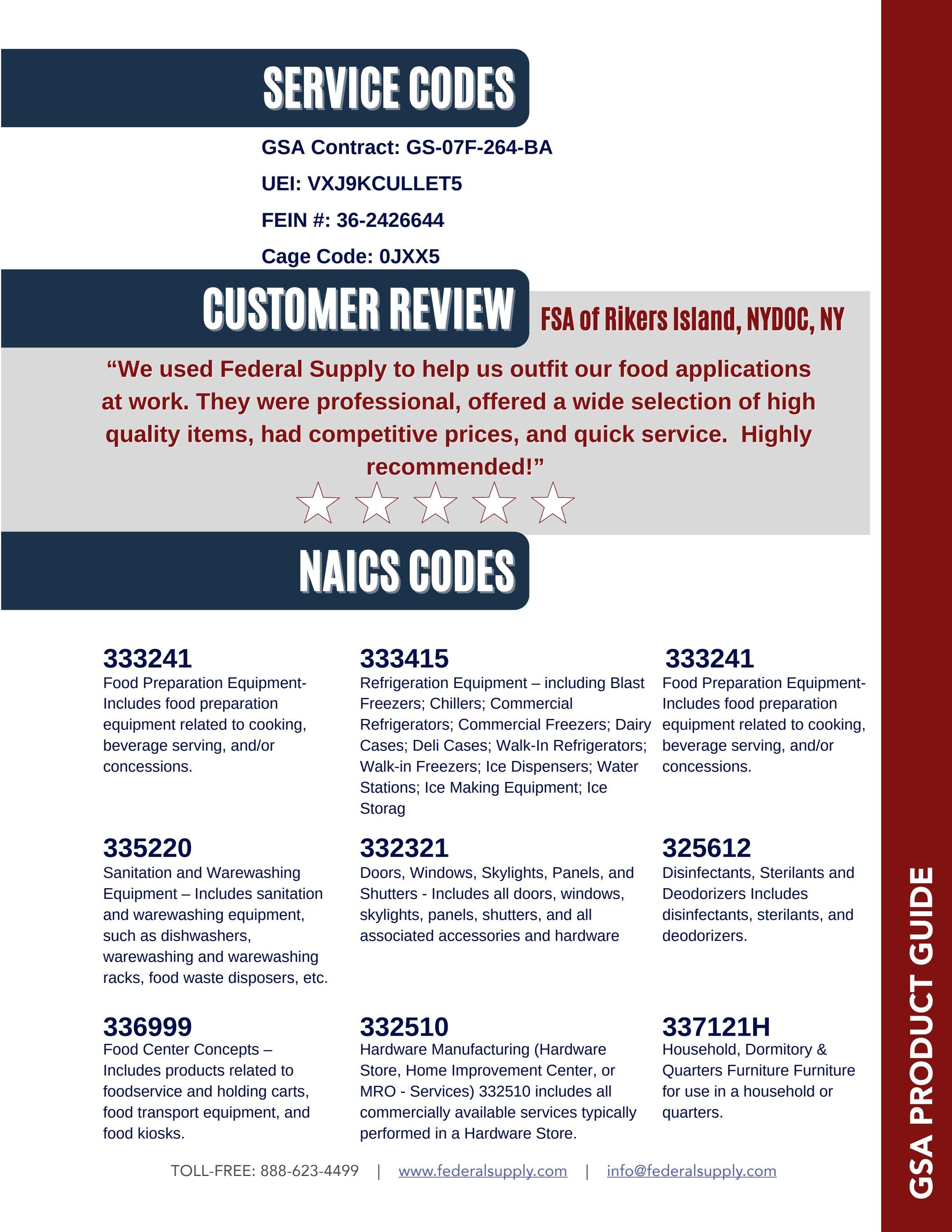 Federal Supply USA Correctional Kitchen Equipment & Supplies Guide Weekly Ad January 1 - December 31, 2026