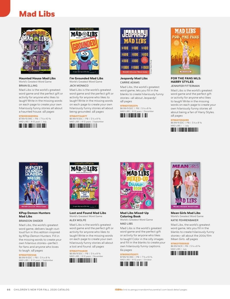 Penguin Random House Retail PRH Special Markets New for Fall 2026 Children’s Catalog Weekly Ad January 1 - December 31, 2026